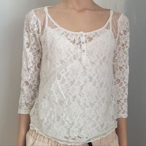 Abercrombie & Fitch White Lace Top XS